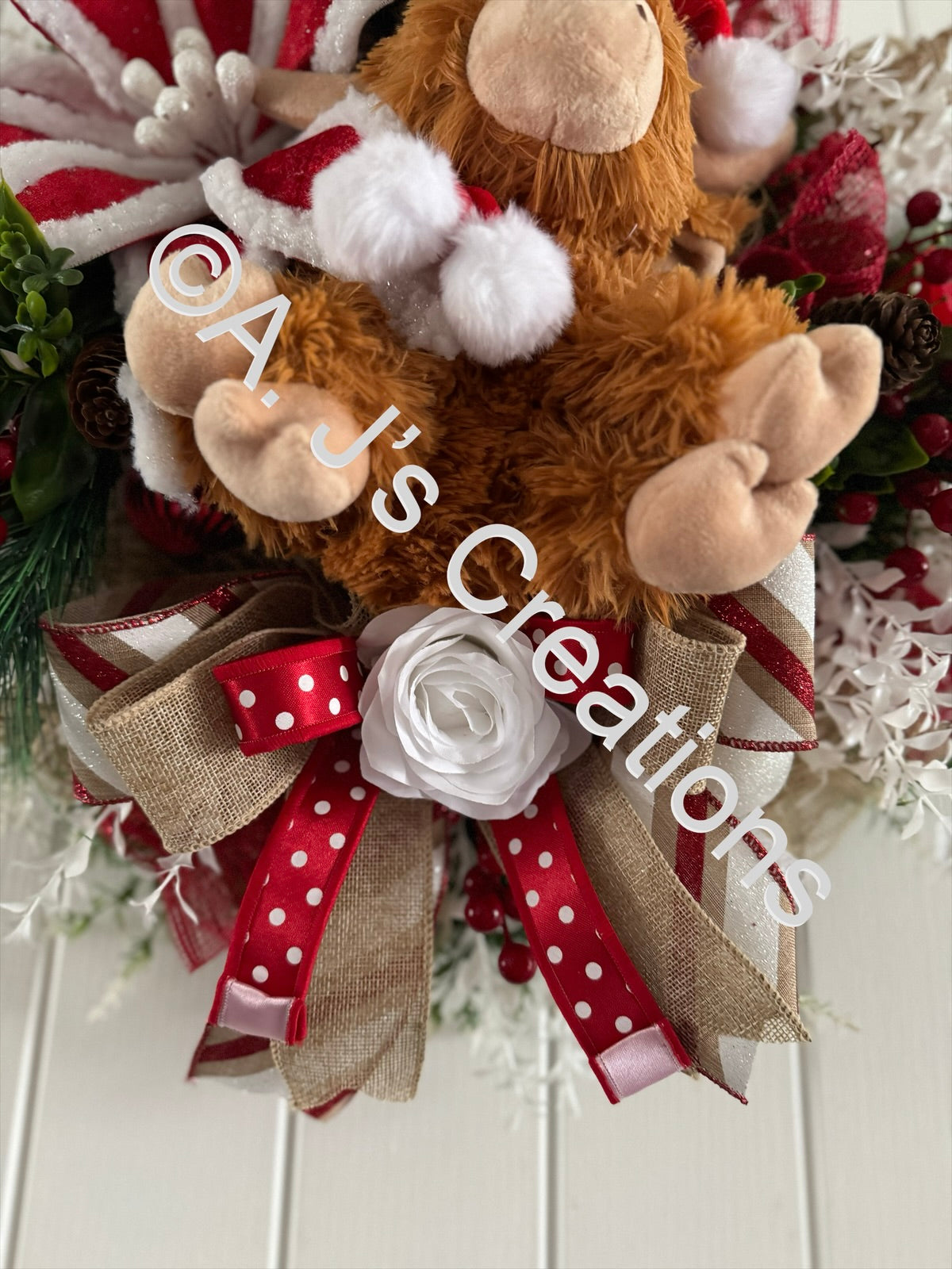 Hughie Highland Cow Xmas Wreath