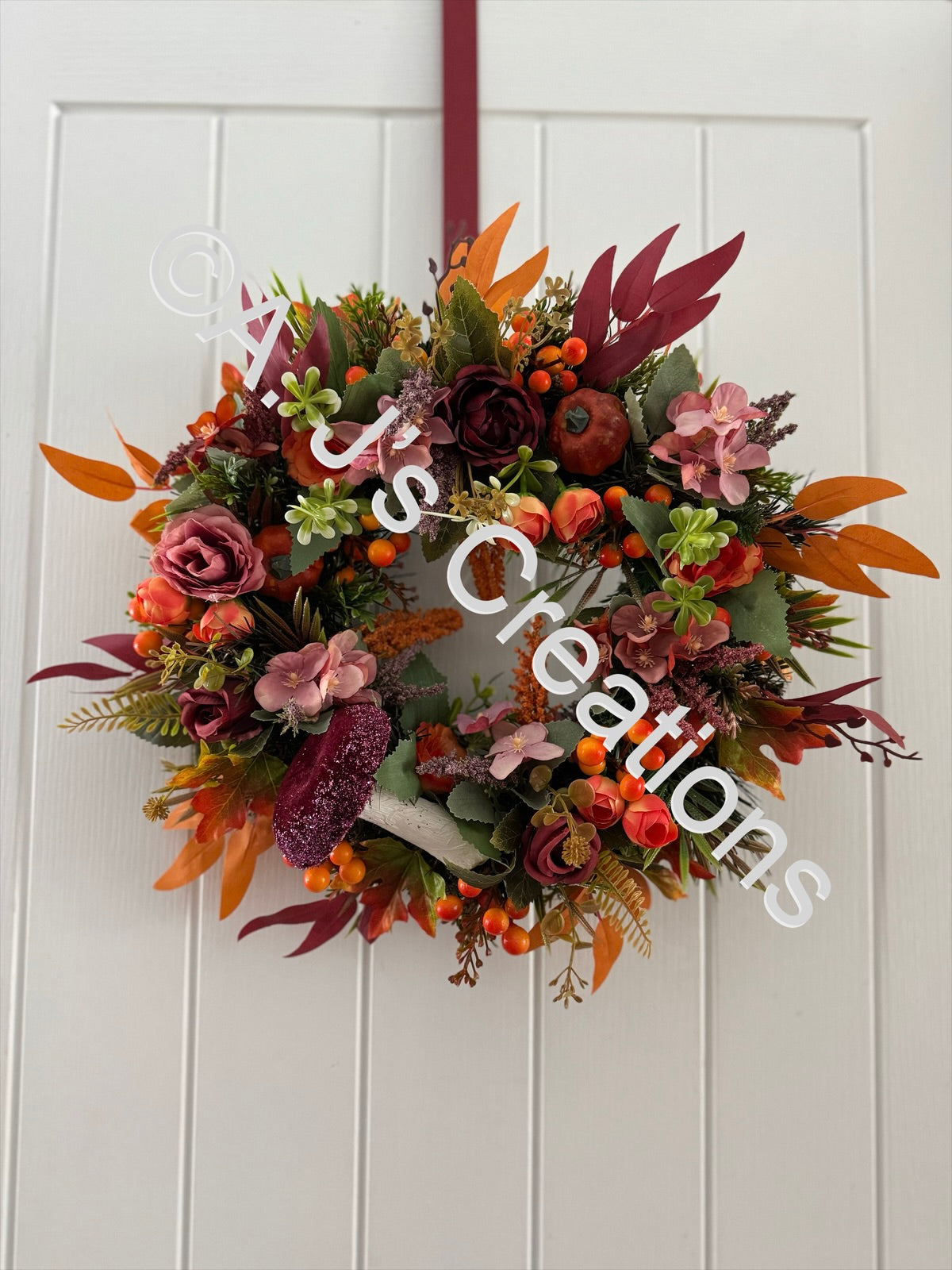 Burgundy & Orange 40cm Wreath