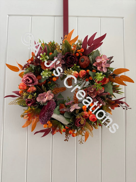 Burgundy & Orange 40cm Wreath