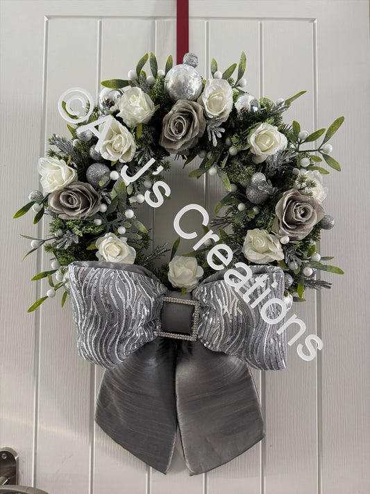Silver Bow Wreath