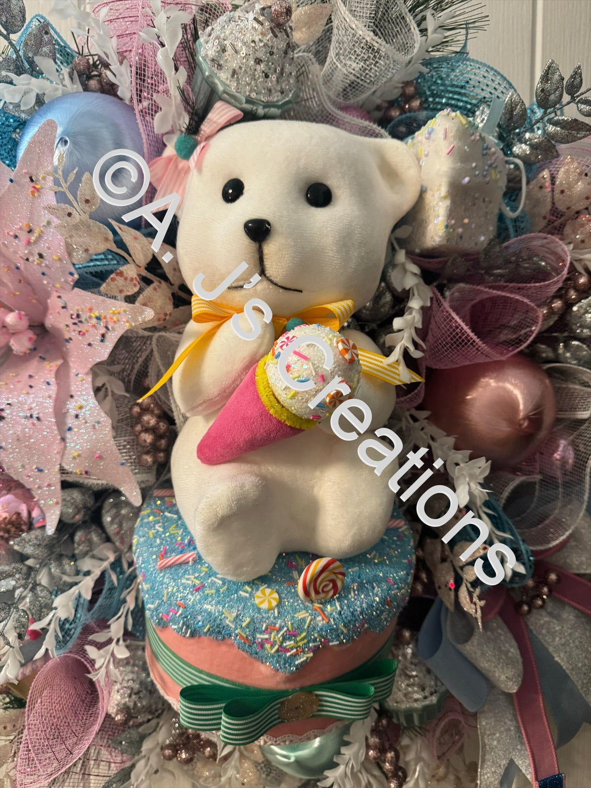 Pastel Candyland Teddy Wreath