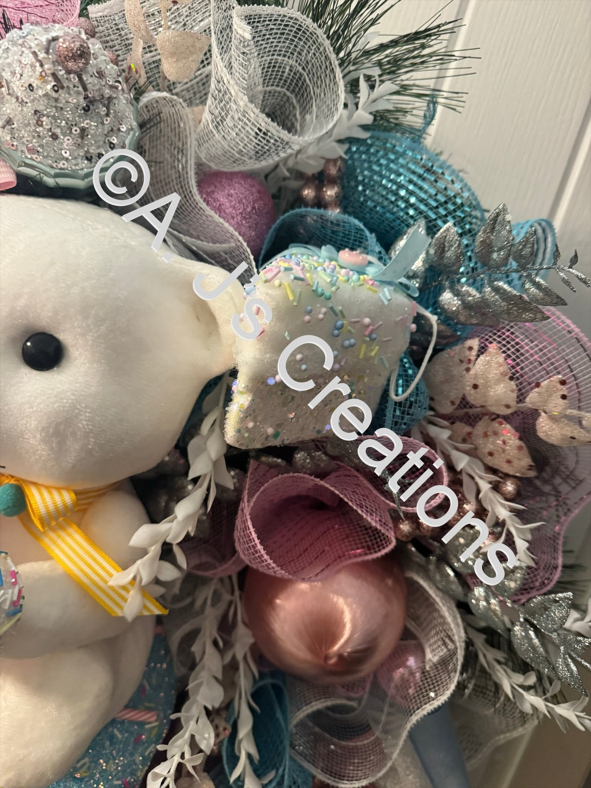 Pastel Candyland Teddy Wreath