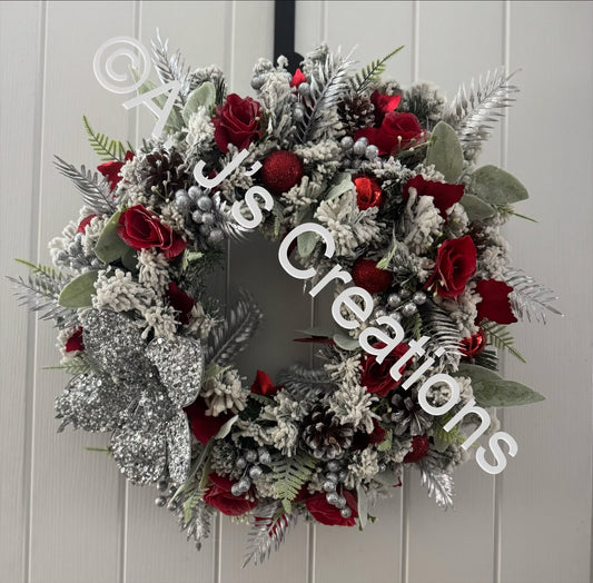 Crystal Flower Wreath Red