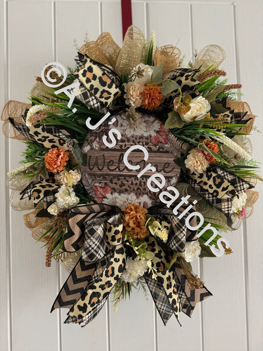 Leopard Print Welcome Wreath