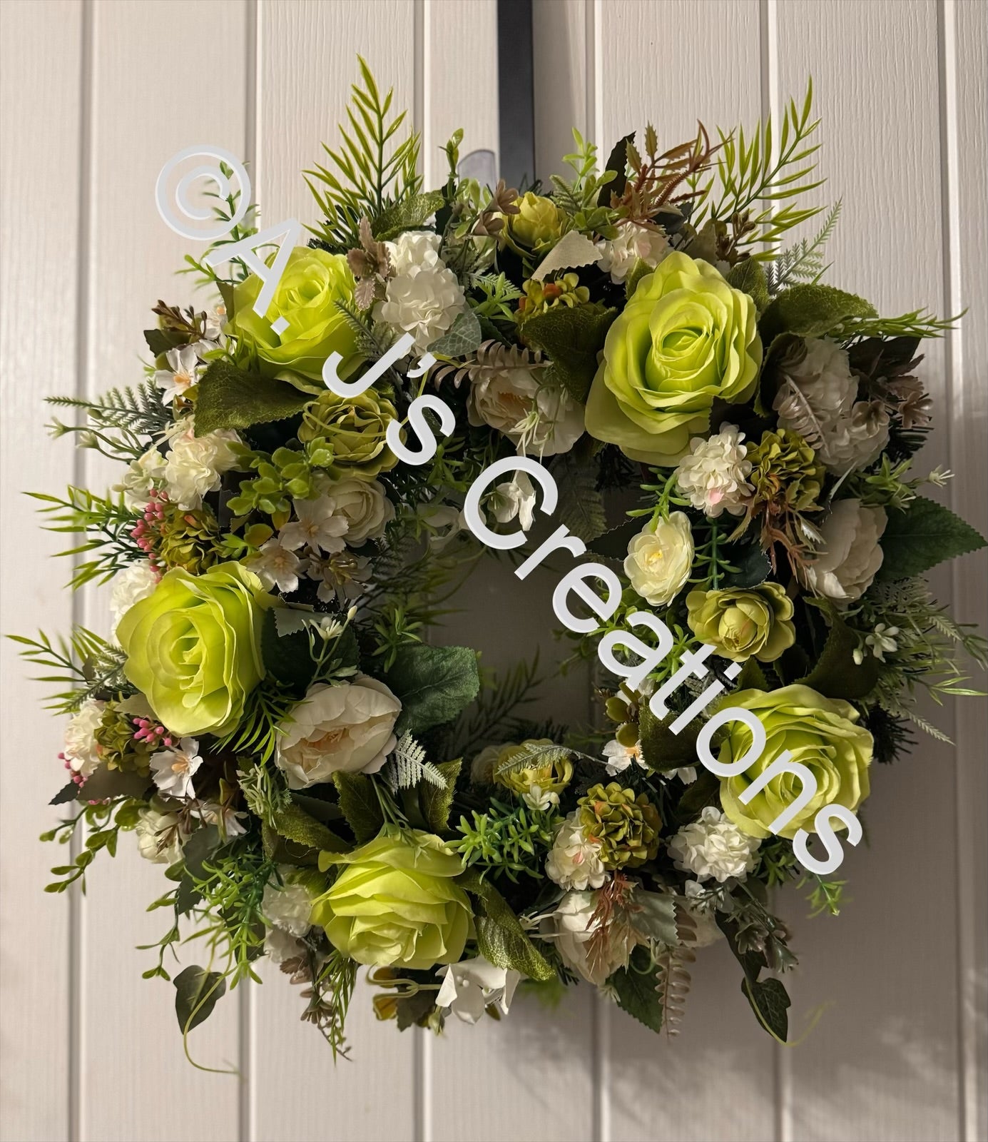 Apple Green & Ivory Floral Wreath