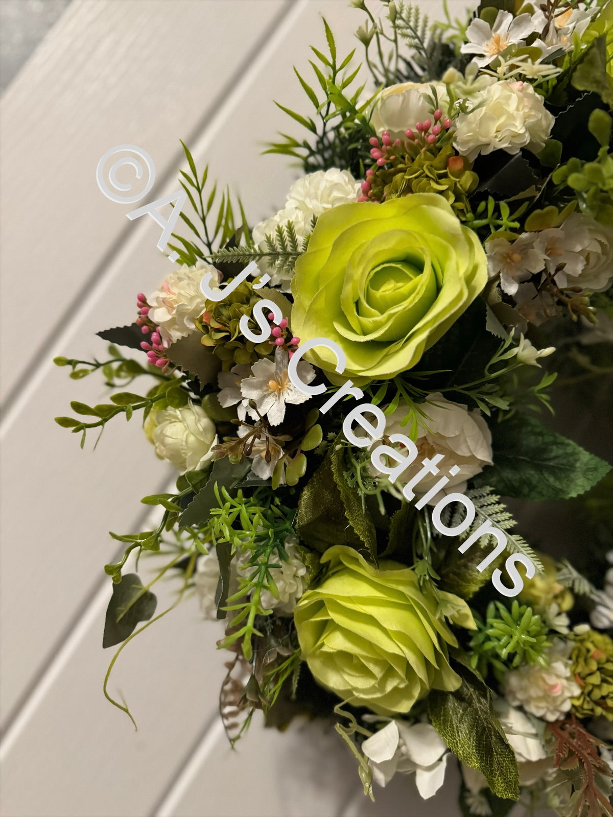 Apple Green & Ivory Floral Wreath