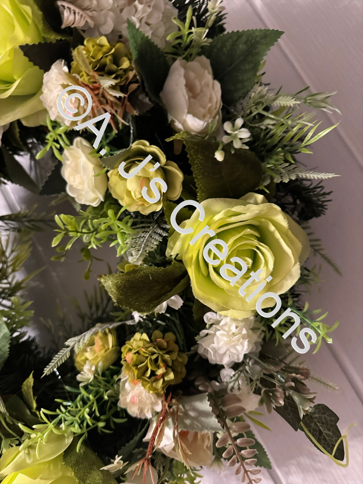 Apple Green & Ivory Floral Wreath