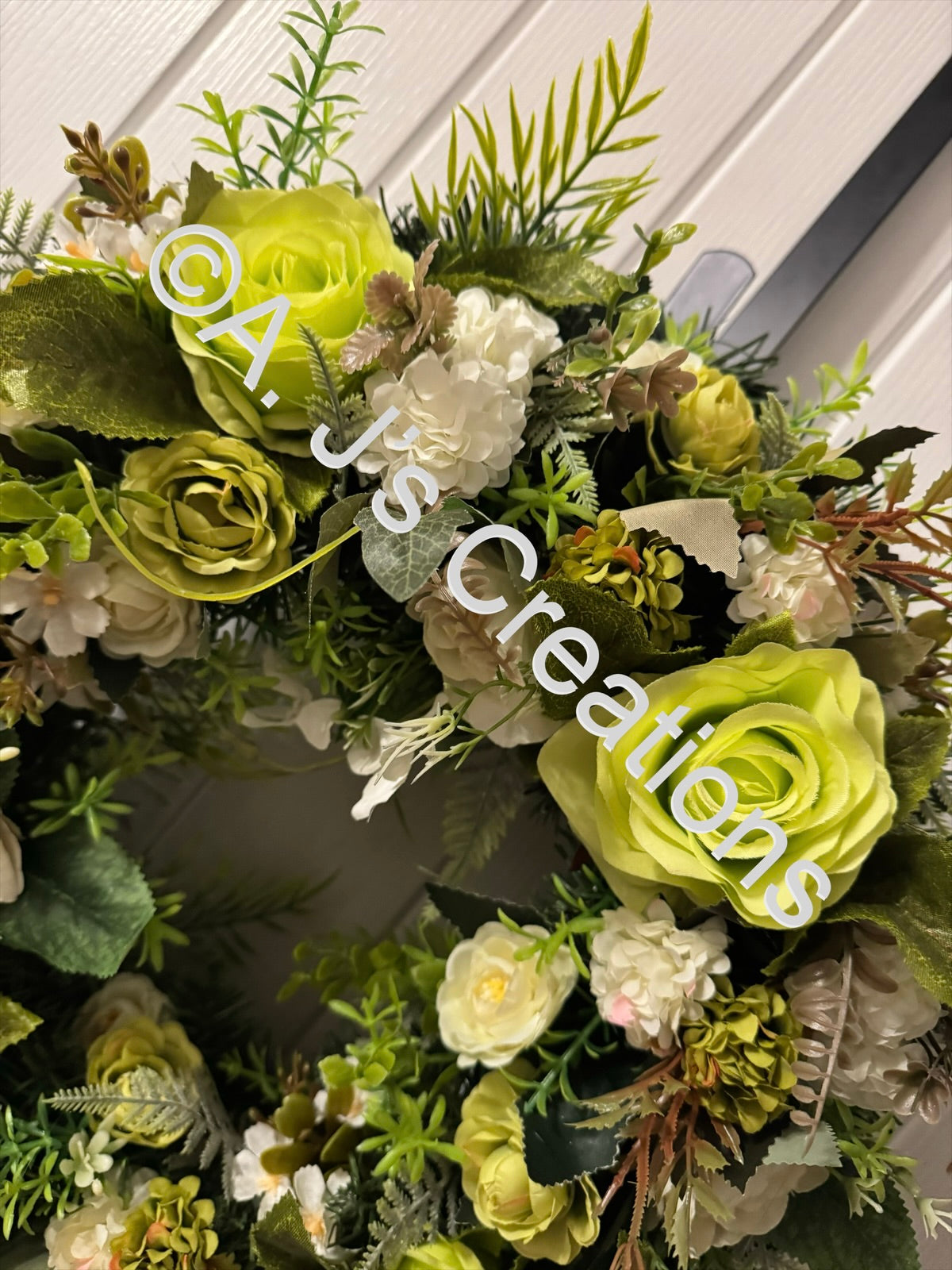 Apple Green & Ivory Floral Wreath