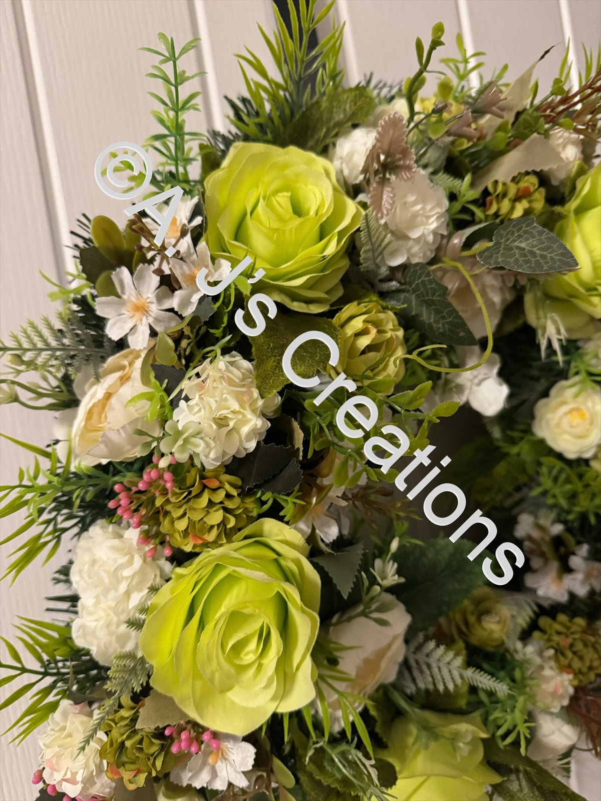 Apple Green & Ivory Floral Wreath