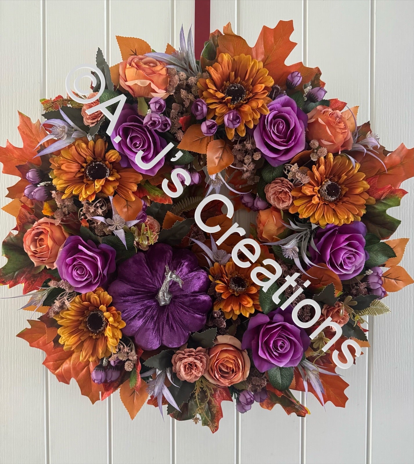 Purple Pumpkin Wreath