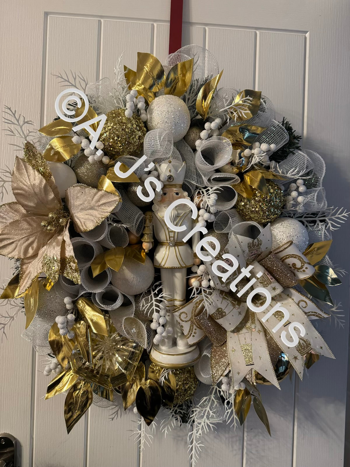 White & Gold Nutcracker Wreath