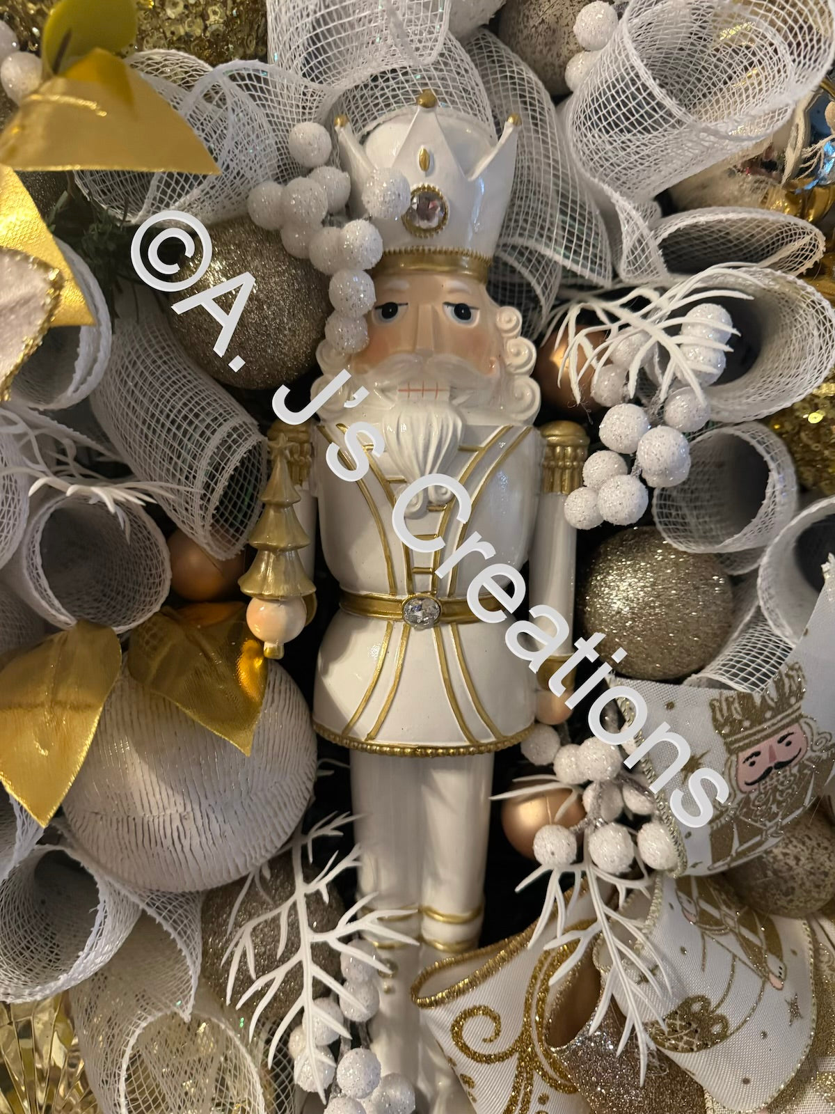 White & Gold Nutcracker Wreath