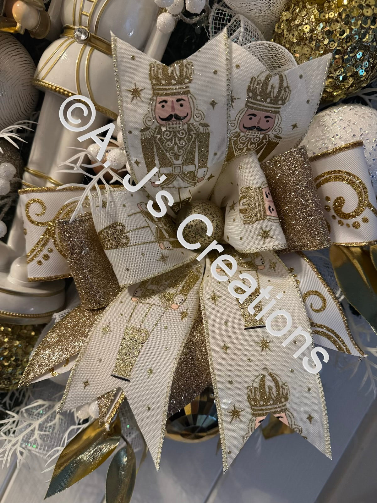 White & Gold Nutcracker Wreath