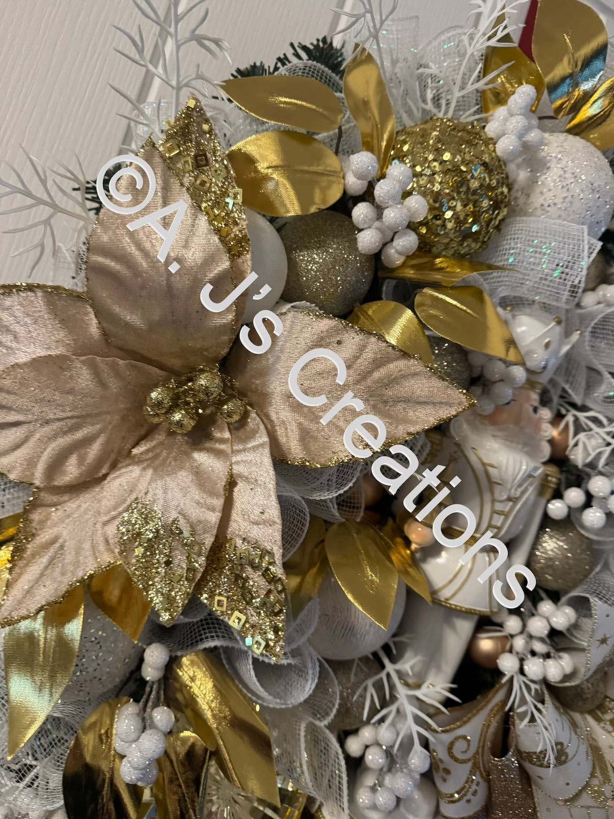 White & Gold Nutcracker Wreath